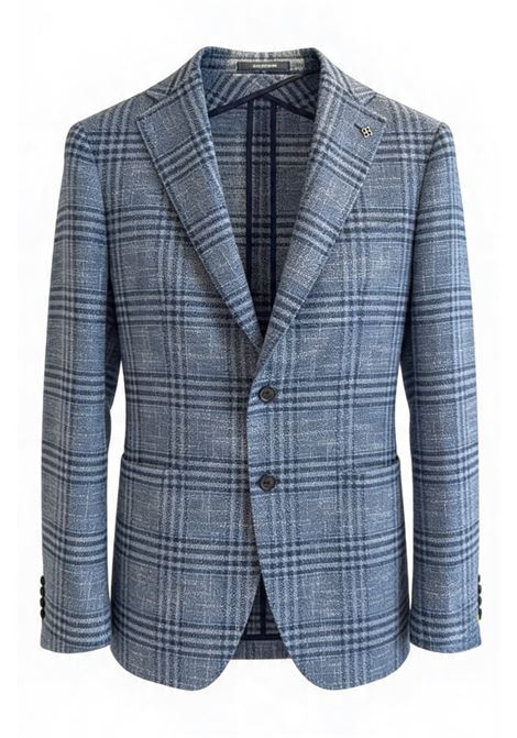 Giacca sartoriale Tagliatore check blu e grigio in seta e cotone  Made in Italy TAGLIATORE | GIACCHE | 1SMC22K C90060Eb902